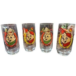 Vintage Alvin/Chipmunks Classic Tumbler Glasses Hardee 1985 Bagdasarian Product